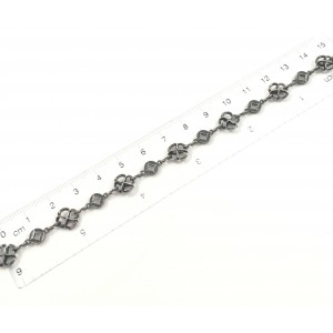 Chain with 8.5 mm flower and 6 mm round antiqued silver plated